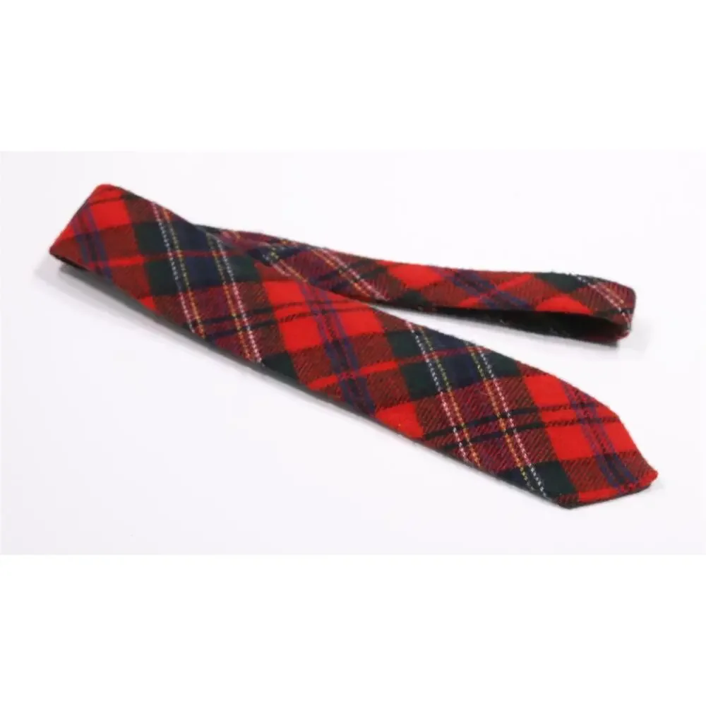 Polo Ralph Lauren Red Tartan Plaid Flannel Cashmere Wool Necktie Tie